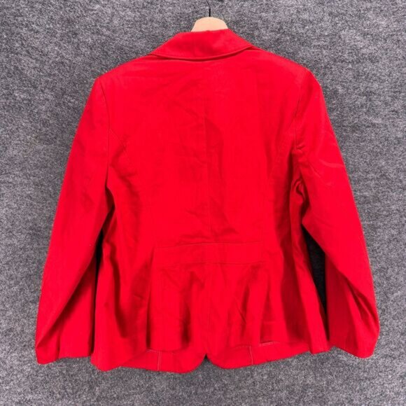 Lane Bryant Blazer Women 14 Red Button Up Collared Long Sleeve Cotton Lined - Picture 2 of 6